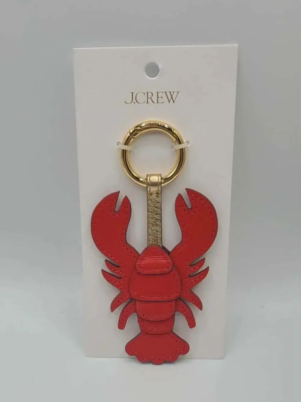 J Crew Factory Red Leather Lobster Gold Tone Bag Charm NWT